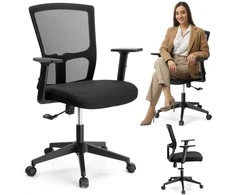 Reguliuojama biuro kėdė, ergonomiška, TILT funkcija, juoda, kompiuterio, sukamoji, ofiso, darbo