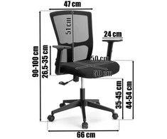 Reguliuojama biuro kėdė, ergonomiška, TILT funkcija, juoda, kompiuterio, sukamoji, ofiso, darbo