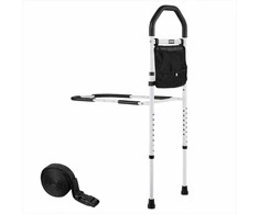 Reguliuojamas lovos turėklas senjorams, saugi pagalba atsikelti, tvirtas anglinis plienas, ergonomiška rankena, pagalbinis šoninis turėklas pacientams, iki 136 kg apkrova