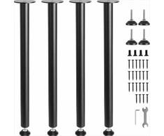 Reguliuojamos didelės apkrovos stalo kojos biuro stalams, 711 mm aukštis, 544 kg apkrova, juodo plieno baldų kojos, DIY stalo kojų komplektas, metalinės atramos
