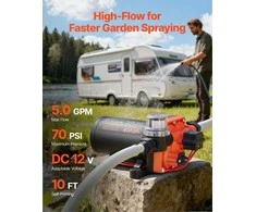 RV vandens siurblys, 12V DC 18.9 L/min diafragminis siurblys su slėgio jungikliu, 4.83 bar, nameliams ant ratų, laivams, jachtoms, automobilių plovimui, vandens tiekimo sistema