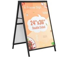 Šaligatvio ženklas A formos, 61 x 91.5 cm, dvipusis, tvirtas, plieno šaligatvio ženklas, sulankstoma reklaminė lenta