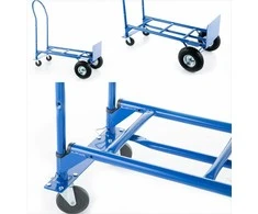 Sandėlio vežimėlis, 2-in-1 transportavimas, 250 kg talpa, plieninė konstrukcija, pneumatiniai ratai, sunkiasvoris platforminis vežimėlis