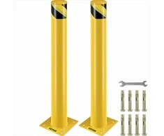 Saugos stulpelis eismo zonoms, 91 cm aukščio, 11.4 cm skersmens plieno stulpas, geltonas ir juodas, 2 vienetų komplektas, apsauginis barjeras