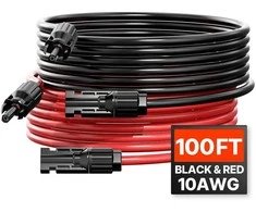 Saulės baterijos prailginimo laidas, 30.48m 10AWG MC4 jungtys, 1500V 30A saulės kabelis, saulės baterijos prailginimo kabelis