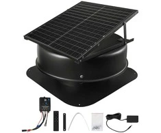 Saulės baterijų palėpės ventiliatorius 50W, su termostatu, nuotoliniu valdymu, aliuminio lydinio, 3000 CFM, stogo ventiliacijai, oro ištraukimui, palėpės vėdinimui