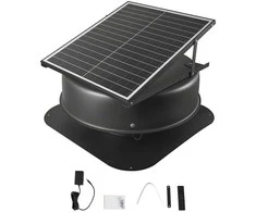 Saulės energija varomas palėpės ventiliatorius, 42W, su termostatu, nuotoliniu valdymu, aliuminio lydinio, juodas, 2800 CFM, stogo ventiliatorius, palėpės aušinimo ventiliator