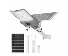 Saulės energijos LED gatvės šviestuvas, galingas lauko prožektorius su RF pultu, IP65 vandeniui atspari saugos lempa kiemui ir aikštelėms