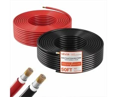 Saulės kolektorių ilginamasis kabelis, 10 AWG 6 mm2 alavuotas varis, IP67 atsparus vandeniui, 15.24 m juodos ir raudonos spalvos rinkinys fotovoltinėms sistemoms, kemperiams ir valtims
