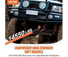 Sintetiniai minkšti šakliai, 2 vnt., 20 t, oranžinė vilkimo virvė, 12.7 mm, lengvi, gelbėjimo stropas, buksyravimo lynas