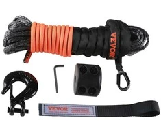 Sintetinis gervės lynas, 6.4 mm x 15.2 m, 44.5 kN, su apsauga, ATV, UTV, visureigiui, tvirtas, gervės trosas, bekelės aksesuaras