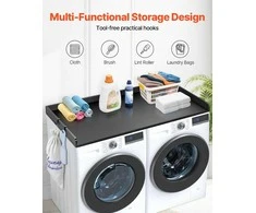 Skalbimo mašinos džiovyklės stalviršis, skalbimo mašinos viršus, vandeniui atsparus skalbinių paviršius, skalbyklos organizavimas, juodas stalviršis