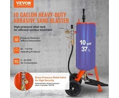 Smėliasrovė 37 L, galinga, rūdžių šalinimui, 110 PSI, abrazyvinė, nešiojama, smėliapūtė, mobili smėliavimo įranga
