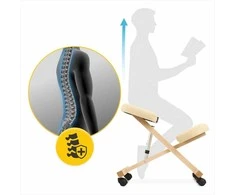 4Fizjo Smėlio spalvos klūpima kėdė, namų biurui, ergonominė laikysenos atrama, reguliuojamo aukščio klūpima kėdė, patogi darbo kėdė