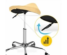4Fizjo Smėlio spalvos masažo kėdė, balno kėdė terapijai, reguliuojamo aukščio medicininė kėdė, patogi terapijos kėdė, ergonomiška procedūrinė kėdė