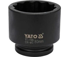Yato Smūginis 80 mm lizdas automobilių stebulėms, CrMo, 12 kampų smūginis lizdas, lizdas stebulėms, 80 mm smūginis lizdas