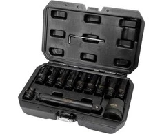 Smūginis raktų rinkinys auto ir pramonei, CrMo, 12 vnt., Torx ir Hex. Smūginiai raktai