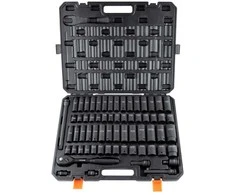 Smūginių galvučių komplektas, 65 vnt., 3/8–1-1/4" ir 10–24 mm, Cr-V, auto remontui, profesionalams, galvučių rinkinys