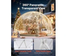 Sodo Burbulo Palapinė, 3.65 m Geodezinis Kupolas 4-7 Asmenims, Visiems Sezonams, Lauko Iglu, Atspari Vėjui, Permatoma