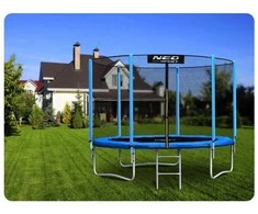 Sodo trampolinas 252 cm su apsauginiu tinklu ir kopėčiomis, lauko trampolinas, apvalus trampolinas vaikams, šokinėjimo trampolinas