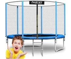 Sodo trampolinas 252 cm su apsauginiu tinklu ir kopėčiomis, lauko trampolinas, apvalus trampolinas vaikams, šokinėjimo trampolinas