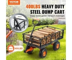 Sodo vežimėlis, metalinis, 400 lbs, 10" ratai, talpa 181 kg, kiemo vežimas, sodininko karutis