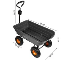 Sodo vežimėlis, transportavimo vežimėlis, sunkiasvoris sodo išvertimo vežimėlis, 75L talpa, 300kg keliamoji galia