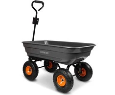 Sodo vežimėlis, transportavimo vežimėlis, sunkiasvoris sodo išvertimo vežimėlis, 75L talpa, 300kg keliamoji galia