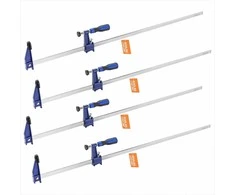 Sraigtiniai gnybtai medžio apdirbimui, 4 vnt. komplektas su 91.4 cm atsidarymu, užrakinamas F formos gnybtas su 272 kg apkrova, 63.5 mm gylis, spaustuvai staliams ir metalo apdirbimui