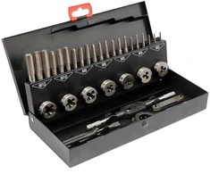 Sriegių sriegiklių ir štampų rinkinys M3-M12, 32 vnt., metrinis sriegimo įrankių rinkinys, sriegimo rinkinys