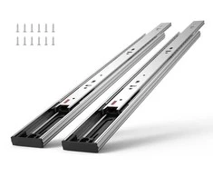 Stalčių bėgeliai 457.2 mm, šoninio tvirtinimo, sustiprinti, pilno ištraukimo, švelnaus uždarymo, 6 poros, virtuvės spintelių stalčiams, stalčių kreipiančiosios, furnitūros bėgeliai