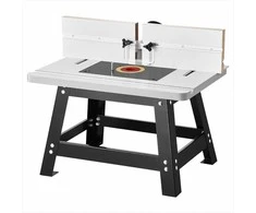 Stalinis frezavimo stalas medžio apdirbimui, 610 x 400 mm, su reguliuojama atrama, MDF stalviršis, tvirtas metalinis pagrindas, frezavimo staklės, medienos frezavimo įranga