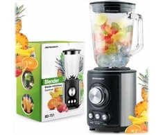 Stiklinis ąsotinis trintuvas, 800W didelės galios, kokteiliams ir ledo smulkinimui, sveikiems gėrimams ir kokteiliams, nerūdijančio plieno peiliai, 1.5L talpa