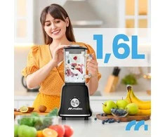 Stiklinis ąsotis trintuvas, 1800W didelės galios kokteilių gaminimo aparatas, su malūnėliu ir 2 x 600ml buteliukais, virtuvei, kokteiliams ir ledo smulkinimui
