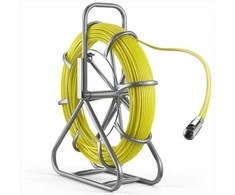Stiklo pluošto kabelių traukimo juosta, 100 m 6.3 mm vielos traukiklis su stovu ir užrakinimo mechanizmu, sienoms grindims elektros vamzdžiams, nelaidus kanalų strypas, kabelių tiesimo įrankis