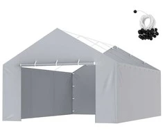 Stoginės uždangalas 3950 x 6000 mm, pakaitinis garažo tentas, atsparus vandeniui, apsaugotas nuo UV spindulių, tvirtas stoginės uždangalas, pilkas garažo tentas