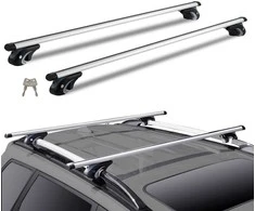 Stogo skersiniai 120 cm su pakeltais šoniniais bėgeliais, aliuminio stogo bagažinės laikikliai, automobilių skersiniai