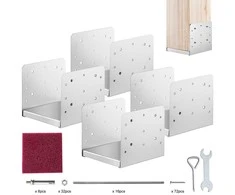 Stulpo pagrindas 203.2x203.2mm, 4 vnt. nerūdijančio plieno reguliuojamas stulpo inkaro laikiklis, paviljono denio verandos turėklų atrama dekoratyvinė inkaro plokštė