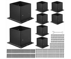Stulpo pagrindas 92x92 mm mediniams stulpams, tvirti anglinio plieno terasos laikikliai, juodas stulpo ankeris pavėsinės turėklų atramai, tvirtinimo elementas