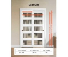 Stumdomos spintos durys, 1219 mm x 2032 mm, matinio stiklo apėjimo durys, erdvę taupančios spintos durys, miegamojo stumdomos durys