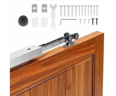 Stumdomų durų į sieną bėgelio rinkinys, švelnaus uždarymo aliuminio lydinio mechanizmas, vienvėrės durys 1135 mm ilgio, 610 mm pločio paslepiamų durų bėgelis, vidaus durų furnitūra