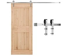 Stumdomų tvarto durų furnitūra, 2.44 m bėgelis, vienguboms durims, kaimiško stiliaus, vidaus, juodo metalo