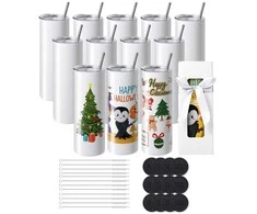 Sublimaciniai puodeliai 591.5 ml, nerūdijančio plieno, su dangteliais ir šiaudeliais, graviruojami, dovanoms, rinkinys, termosiniai puodeliai, personalizuoti