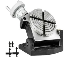 Sukamasis stalas 100 mm, horizontalus/vertikalus, 4 griovelių, frezavimui, gręžimui, tikslus, rotacinis padėties nustatymo stalas