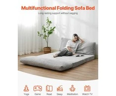 Sulankstoma sofa-lova, 3-in-1 konvertuojama miegamoji kėdė, plaunamas užvalkalas, atminties putų futonas, pilka sofa-lova mažoms erdvėms, svečių lova