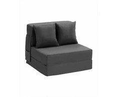 Sulankstoma sofa-lova, trys viename sulankstoma lova su 2 pagalvėmis ir plaunamu užvalkalu, transformuojama fotelis-lova, futono sofa svetainei ir miegamajam, tamsiai pilka vienvietė lova