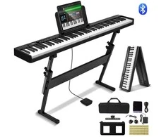 Sulankstomas 88 klavišų skaitmeninis pianinas su Bluetooth ir stovu, MIDI klaviatūra, elektroninis pianinas