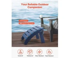Sulankstomas Adirondack pufas kojoms, orui atspari kojų atrama lauko sėdynėms, mėlynas HDPE plastikas, nešiojamas terasos pufas, sodo kėdutė kojoms