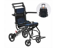Sulankstomas aliuminio neįgaliojo vežimėlis, transportavimo kėdė, 40 cm sėdynė, lengvas ir reguliuojamas, kelionėms ir mobilumui, nešiojamas, kompaktiškas, neįgaliųjų technika
