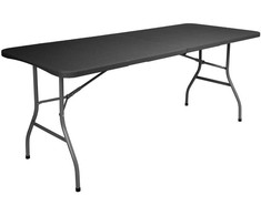 Sulankstomas banketinis stalas-lagaminas, rotango raštas, 180x74x74.5 cm, pilkas, furšetų, renginių stalas